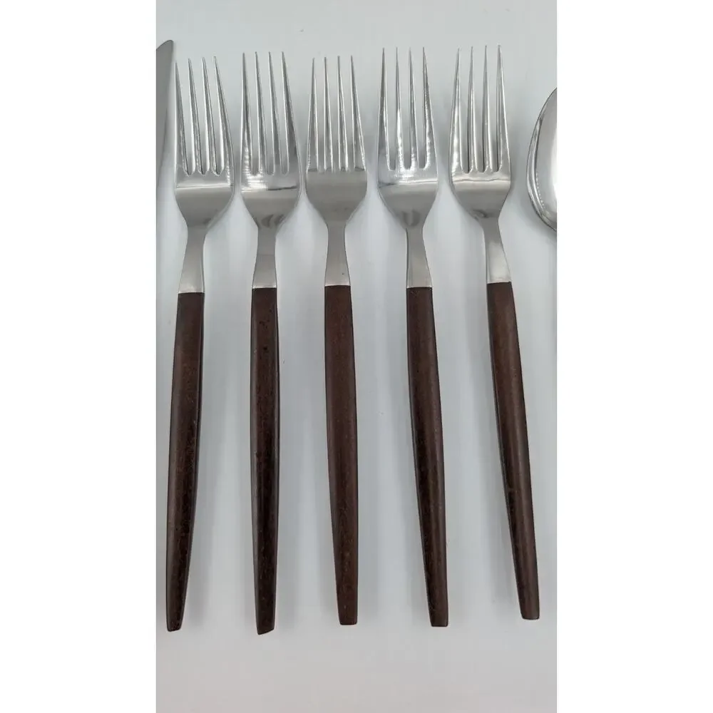 Epic Forged Stainless Brown Flatware MCM 10 Pieces Spoons Forks Knives